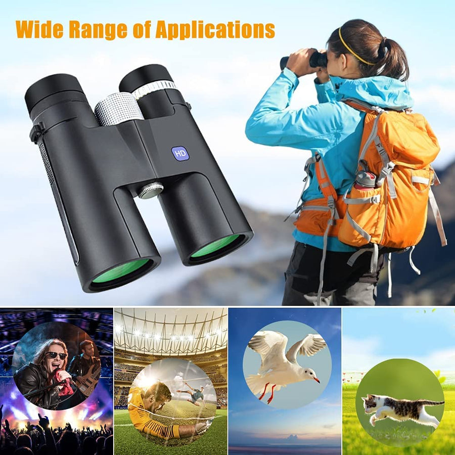 12X42 HD Binoculars Roof Prism Professional Waterproof Low Night Vision Binoculars for Adults HD Bird Watching Telescope