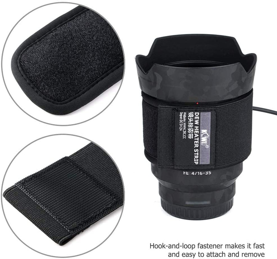 KIWIFOTOS USB Lens Heater Warmer Lens Dew Heater Remover Strip with Temperature Regulator Condensation Prevention for Telescopes DSLR Camera Lens Accessories, Fits outside Diameters Less than 3.15"