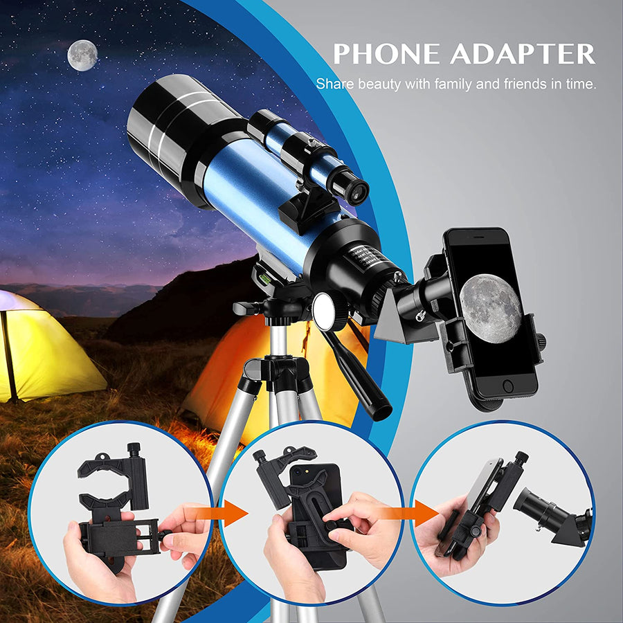 Telescopes for Kids with K6/25 Eyepieces Telescopes for Astronomy Beginners and Adults with Adjustable Tripod 70Mm Astronomical Telescopes with Phone Adapter Children'S Day Gifts for Kids