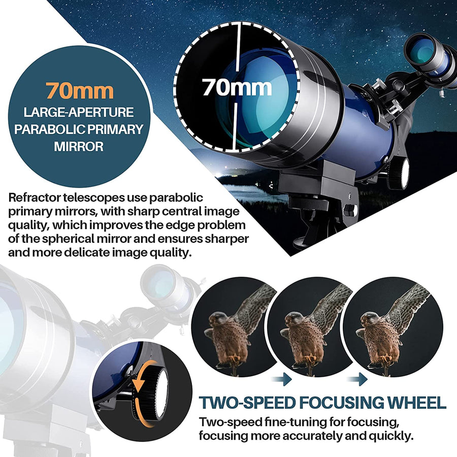 "Beginner's Astronomy Telescope - Full-Size Tripod - Portable Refractor Telescope - Perfect for Young Astronomers"