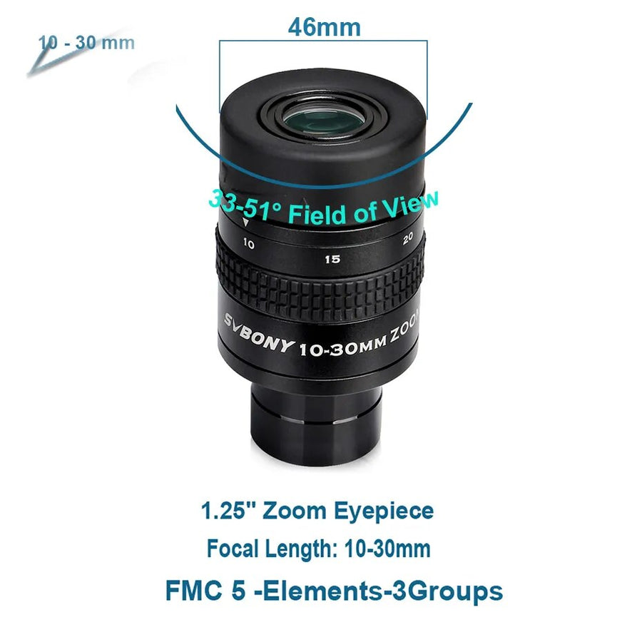 1.25" Zoom Telescope Eyepiece 7-21Mm/8-24Mm/10-30Mm FMC Zoom Lens Telescope Accessory for Astronomic Telescopes