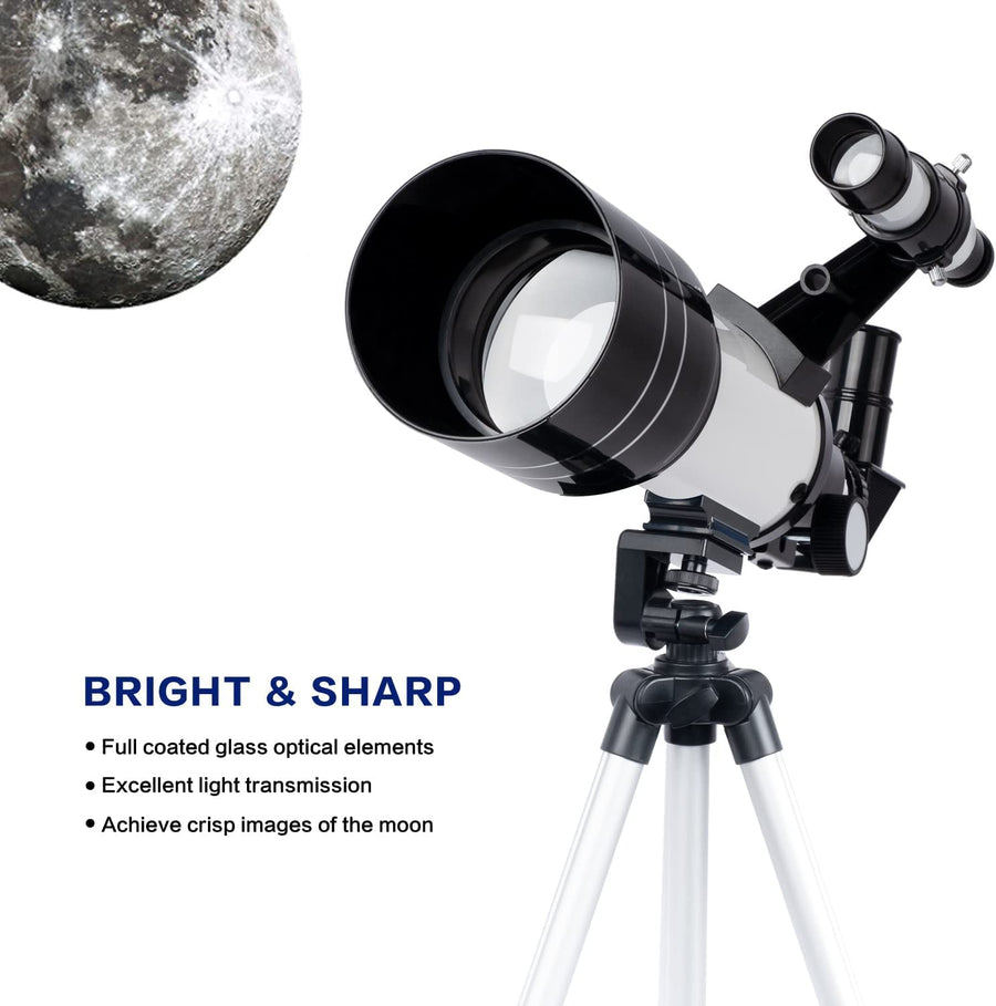 Telescope for Kids & Astronomy Beginners, 70Mm Aperture Portable Telescopes with 3 Eyepieces, Height Adjustable Tripod & Phone Adapter Gift for Kids