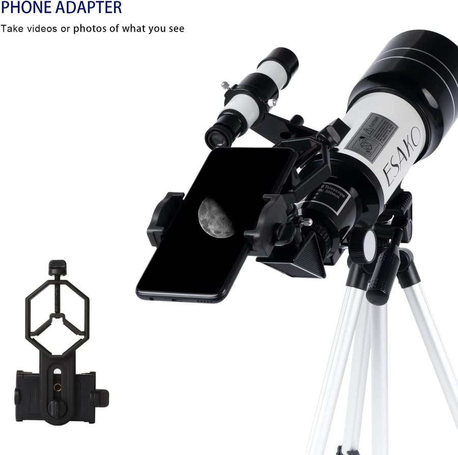 Telescope for Kids & Astronomy Beginners, 70Mm Aperture Portable Telescopes with 3 Eyepieces, Height Adjustable Tripod & Phone Adapter Gift for Kids