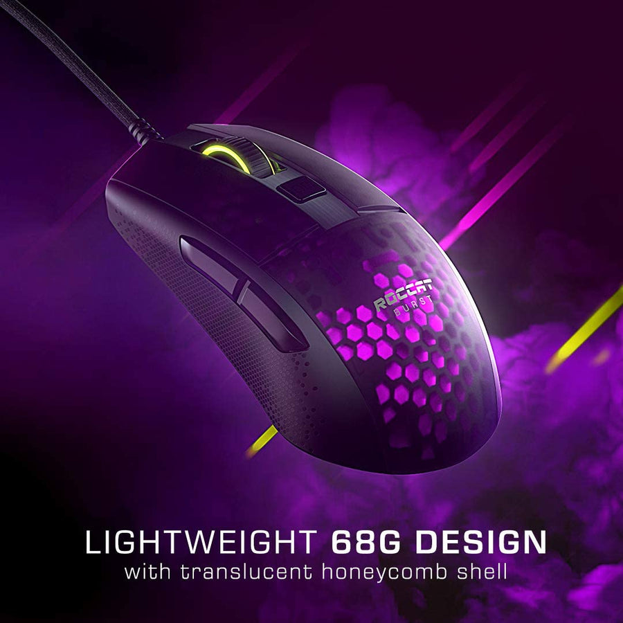 Pyro Mechanical Gaming Keyboard with RGB Lightning, Black (ROC-12-622) Burst Pro Lightweight Optical Gaming Mouse &  Elo 7.1 USB Wired Surround Sound PC Gaming Headset