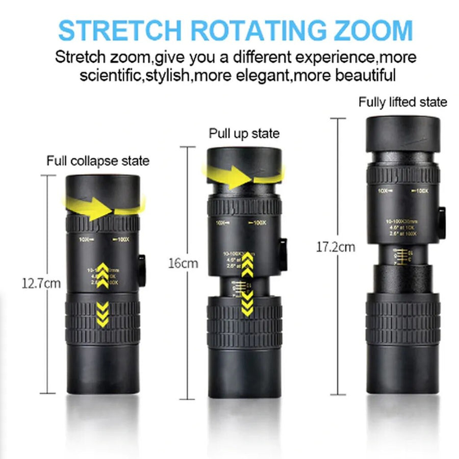 Professional 4K Super Telephoto Zoom Monocular Telescope with Spotting Scope and Portable Design