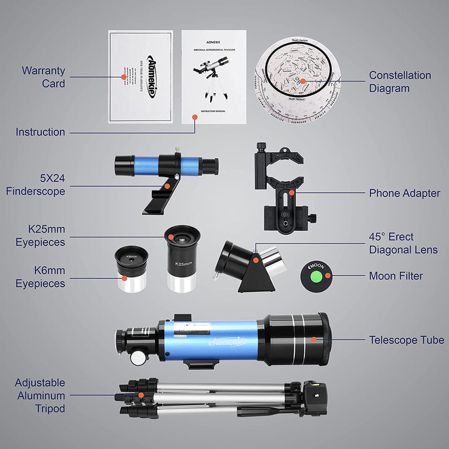 Telescopes for Kids with K6/25 Eyepieces Telescopes for Astronomy Beginners and Adults with Adjustable Tripod 70Mm Astronomical Telescopes with Phone Adapter Children'S Day Gifts for Kids