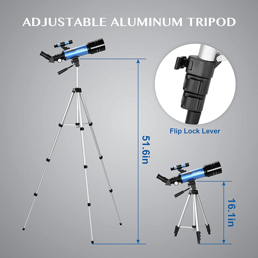 Telescopes for Kids with K6/25 Eyepieces Telescopes for Astronomy Beginners and Adults with Adjustable Tripod 70Mm Astronomical Telescopes with Phone Adapter Children'S Day Gifts for Kids