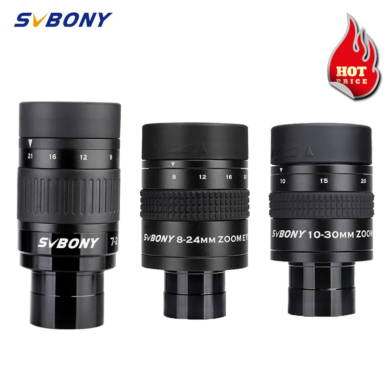 1.25" Zoom Telescope Eyepiece 7-21Mm/8-24Mm/10-30Mm FMC Zoom Lens Telescope Accessory for Astronomic Telescopes