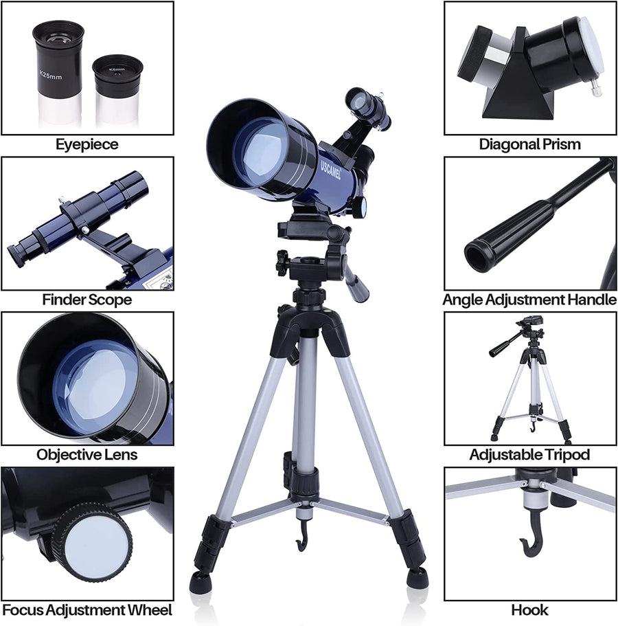 Professional title: "Portable Astronomical Refractor Telescope with Cellphone Adapter Mount, Backpack, and Adjustable Tripod - Ideal for Kids, Beginners, and Moon Viewing - 70mm Aperture Astronomy Telescopes"