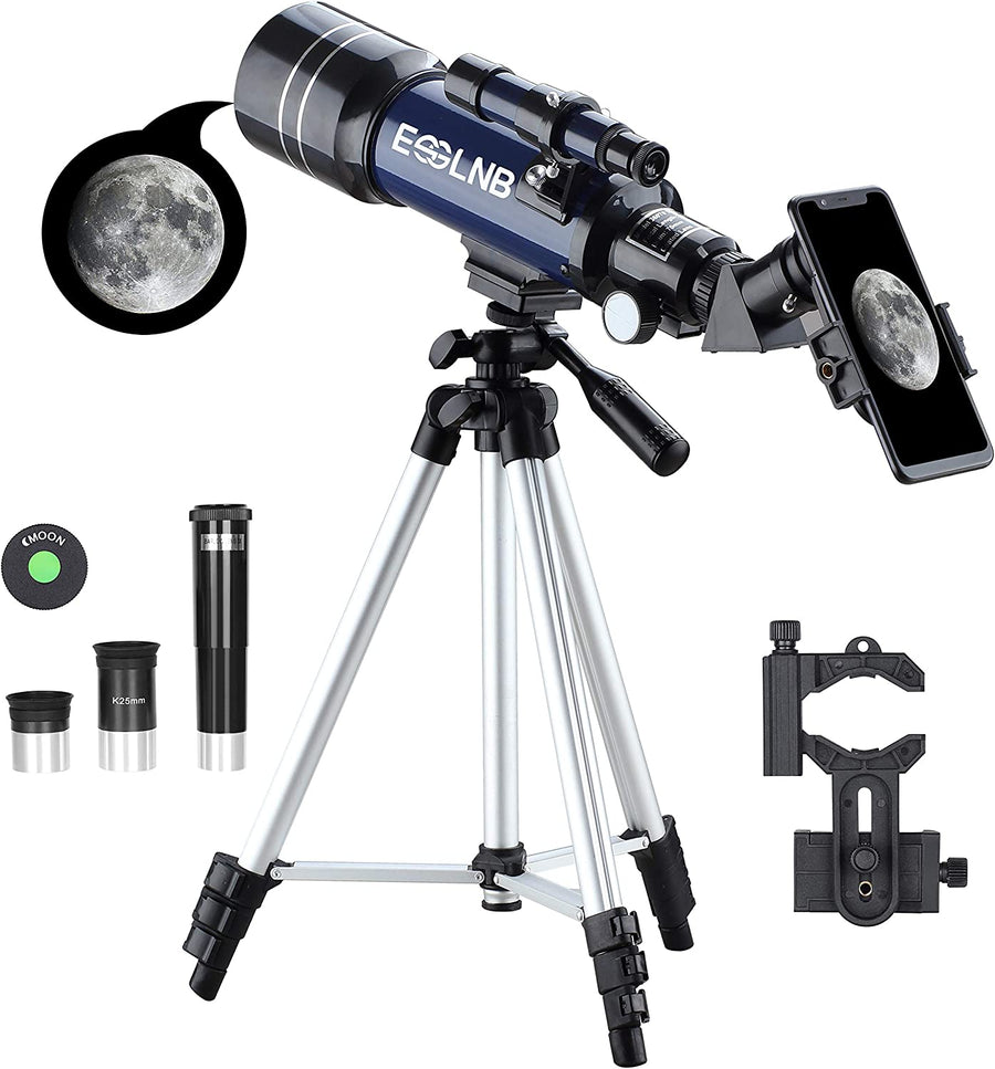 Telescope for Kids, 70Mm Aperture Refractor Telescopes (15X-180X) for Astronomy Beginners, Portable Travel Telescope with Phone Adapter & Adjustable Tripod-Astronomy Gifts for Kids Blue