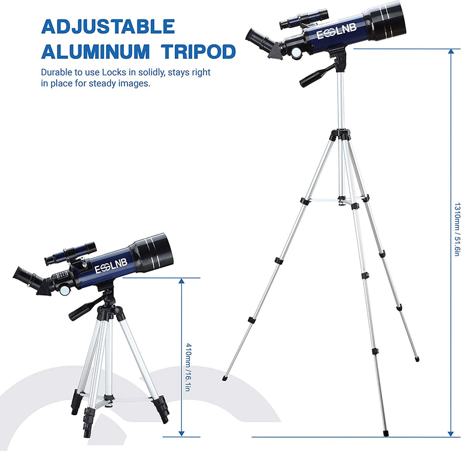 Telescope for Kids, 70Mm Aperture Refractor Telescopes (15X-180X) for Astronomy Beginners, Portable Travel Telescope with Phone Adapter & Adjustable Tripod-Astronomy Gifts for Kids Blue