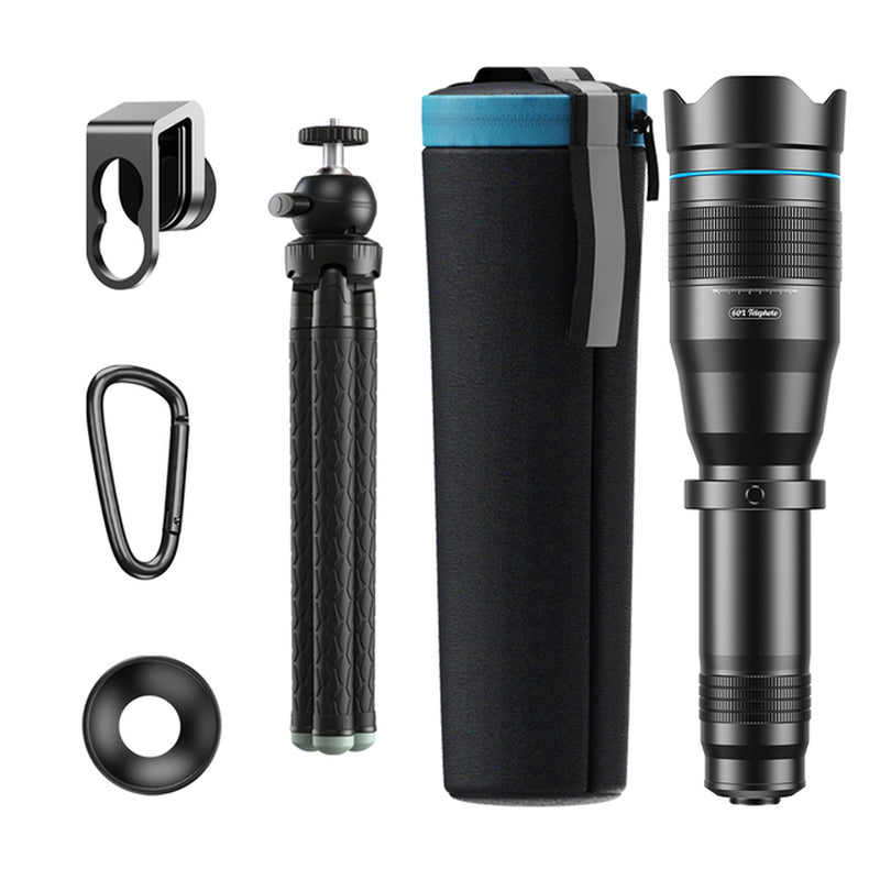 Premium 60X Telephoto Lens Kit with Mini Tripod and Monocular