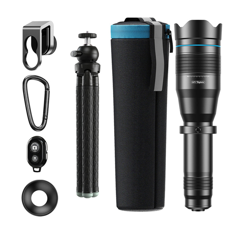 Premium 60X Telephoto Lens Kit with Mini Tripod and Monocular