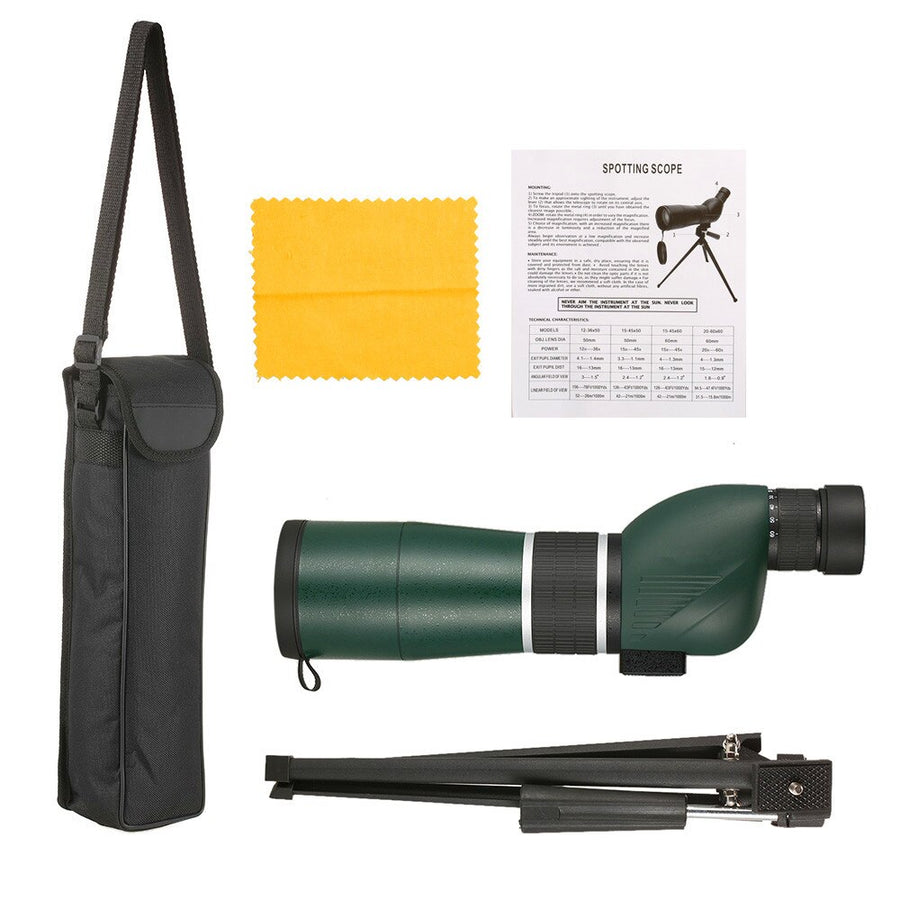 JHOPT 60 Times Spotting Scope Telescope Portable Travel Scope Monocular Telescope with Tripod Carry Case Birdwatch Hunting