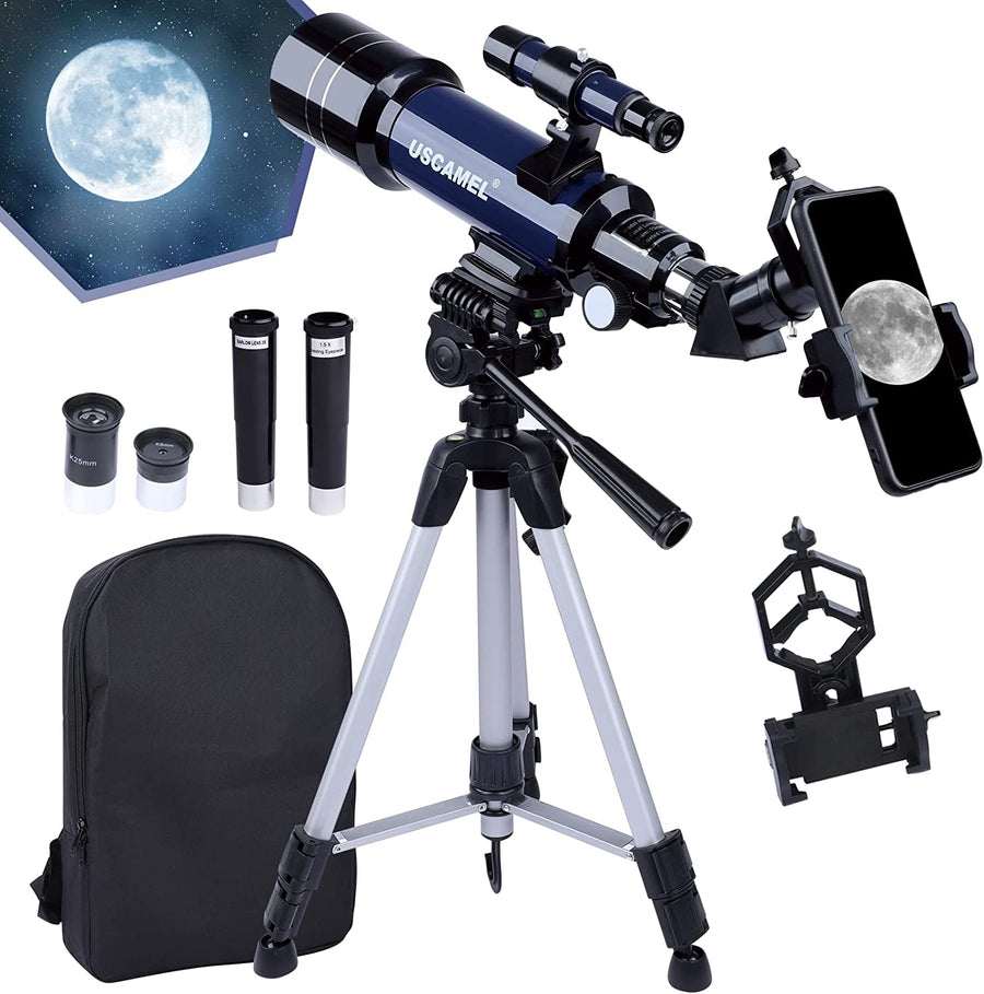 Professional title: "Portable Astronomical Refractor Telescope with Cellphone Adapter Mount, Backpack, and Adjustable Tripod - Ideal for Kids, Beginners, and Moon Viewing - 70mm Aperture Astronomy Telescopes"