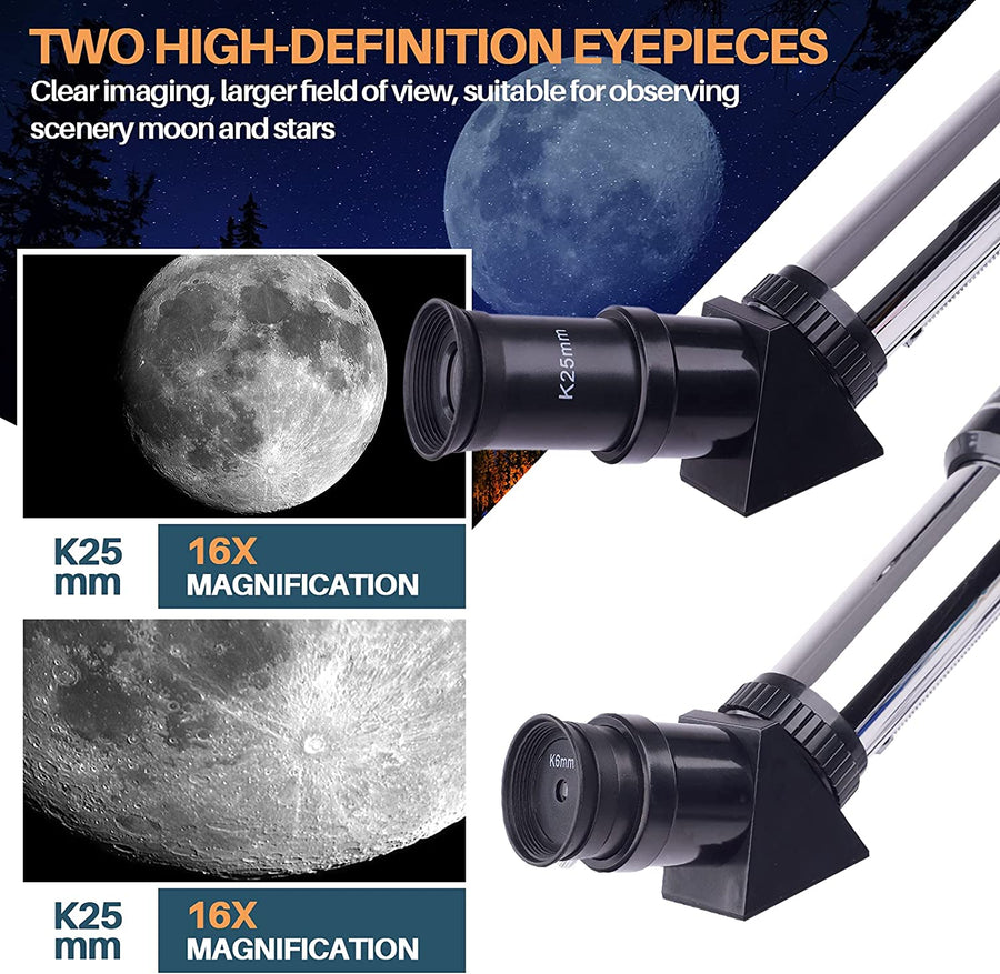 "Beginner's Astronomy Telescope - Full-Size Tripod - Portable Refractor Telescope - Perfect for Young Astronomers"