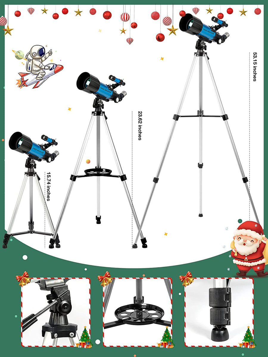 Telescope for Kids Adults Astronomy Beginners - 70Mm Aperture and 400Mm Focal Length Professional Refractor Telescope with Remote Great Christmas Astronomy Gift for Kids with Gift Package, Blue