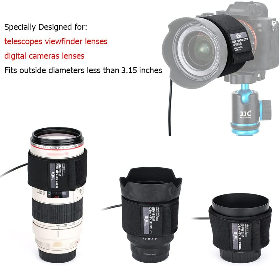 KIWIFOTOS USB Lens Heater Warmer Lens Dew Heater Remover Strip with Temperature Regulator Condensation Prevention for Telescopes DSLR Camera Lens Accessories, Fits outside Diameters Less than 3.15"